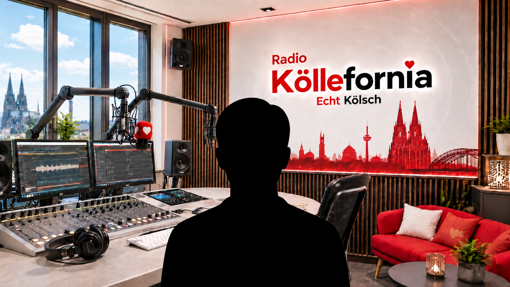 Moderator Nicko Müller im Studio von Radio Köllefornia